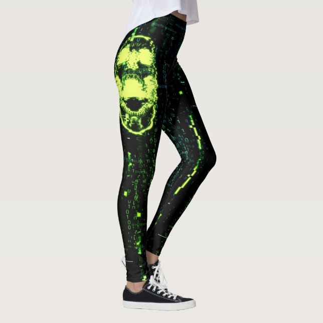 Leggings Error del sistema Cyberpunk Gritando Verde del crá (Derecha)