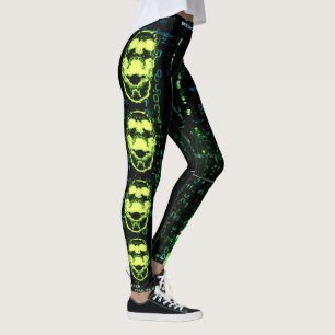 Leggings Error del sistema Cyberpunk Gritando Verde del crá