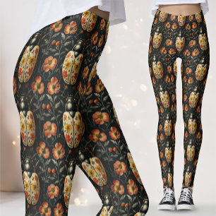Leggings Erudito de la Naturaleza Dorada Escarabajo Botánic