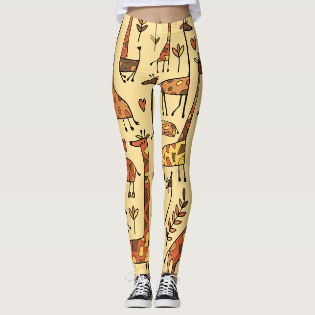 Leggings Esbozo de jirafa, diseño divertido y sin inconveni (Anverso)