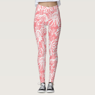 Leggings Esbozo de margarita abstracto, patrón monocromo