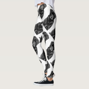 Leggings Esbozo de Mascota de porras de perro negro