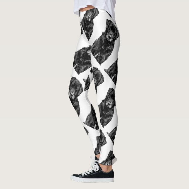 Leggings Esbozo de Mascota de porras de perro negro (Izquierda)