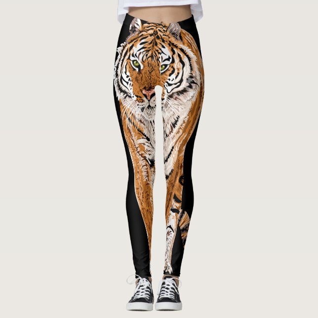 Leggings Esbozo del tigre de Bengala: Impresión de animales (Anverso)