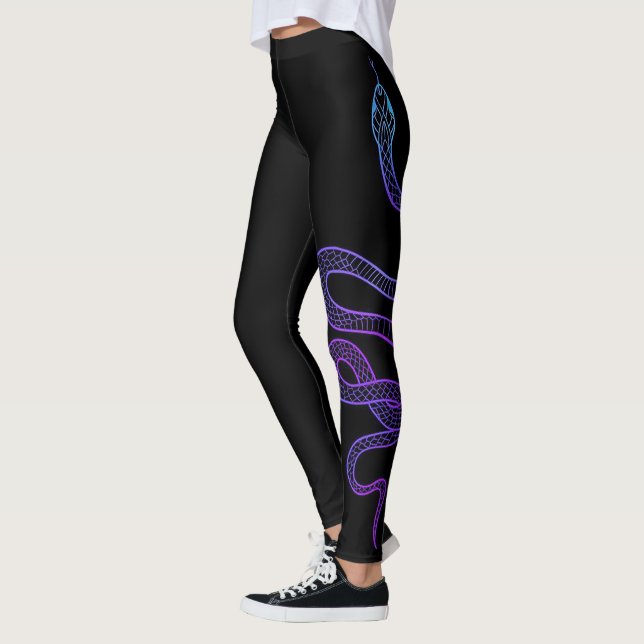 Leggings Esbozo moderno de serpiente negra Deportes Gimnasi (Izquierda)