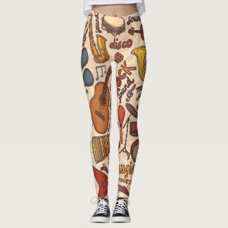 Leggings Esbozo musical: Colorido y sin costura.