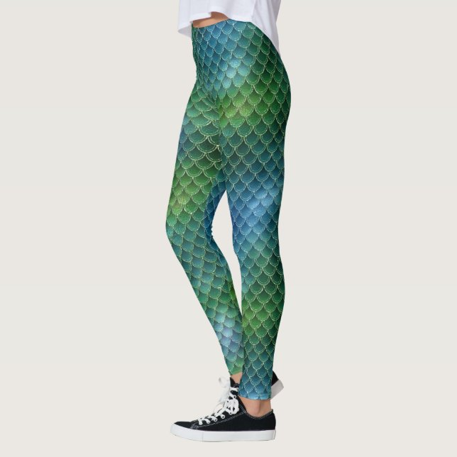 Leggings Escala azul de sirena verde (Izquierda)
