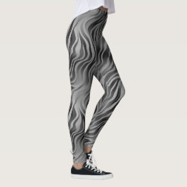 Leggings Escala de grises Abstract Swirly Stripe