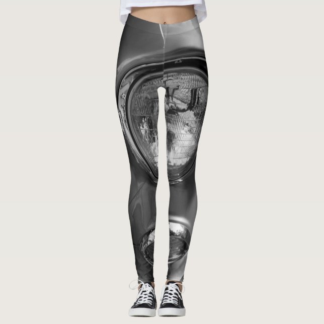 Leggings Escala de grises del faro de 55 Chevy (Anverso)