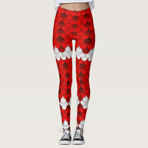 Leggings Escala de la sirena de Koi (rojo/blanco)