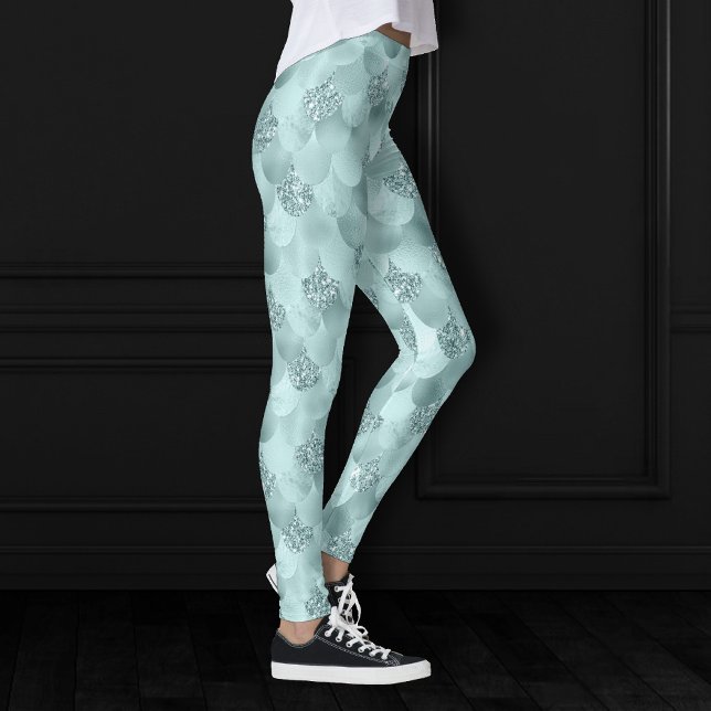 Leggings Escala de lujo de Sirena | Mint Seafoam Green Aqua (Subido por el creador)