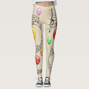 Leggings Escala Musical Swirl ~ Globos ~ Notas Musicales ~ 