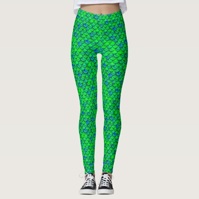 Leggings Escalas azules verdes caídas (Anverso)