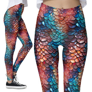 Leggings Escalas De Oro Bebidas De Sirenita Fantasía Dragón