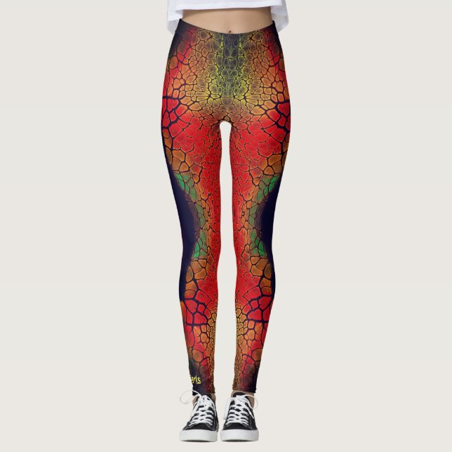 LEGGINGS ESCALAS DE PIEL DE DRAGÓN ROJO NEGRO (Anverso)