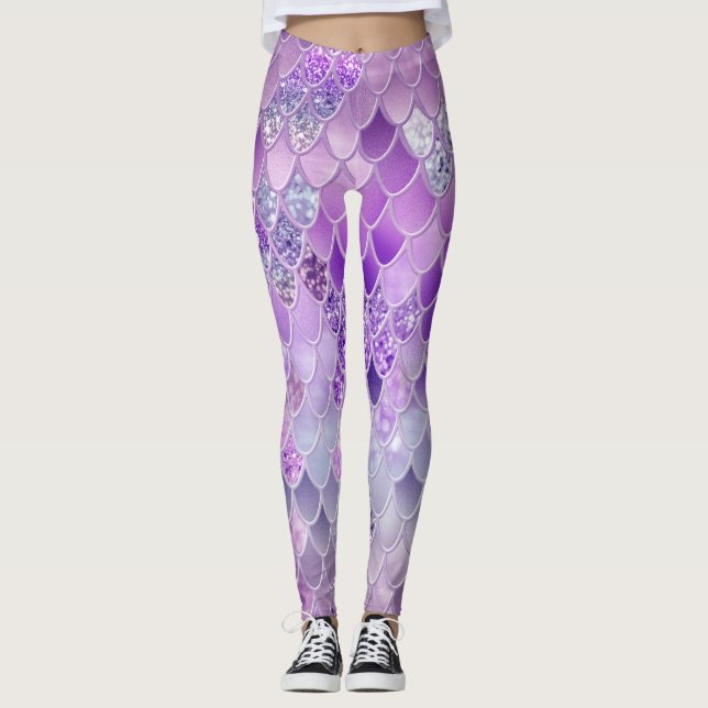 Leggings Escalas de Purpurina de sirena de verano #14 (Purp (Anverso)