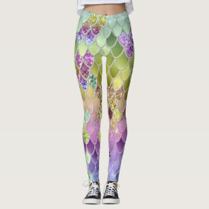 Leggings Escalas de Purpurina de sirena de verano #6 (Purpu