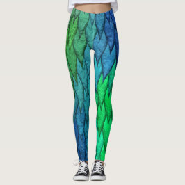 Leggings Escalas de serpiente azul verde