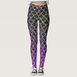 Leggings Escalas de sirena purpurina Ombre