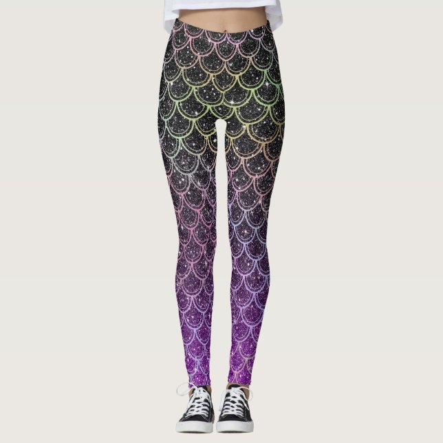 Leggings Escalas de sirena purpurina Ombre (Anverso)
