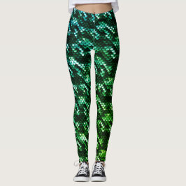 Leggings Escalas de sirena verde oscuro y claro