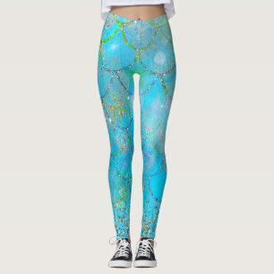Leggings Escalas de sirenas de la sirena azul de la brizna