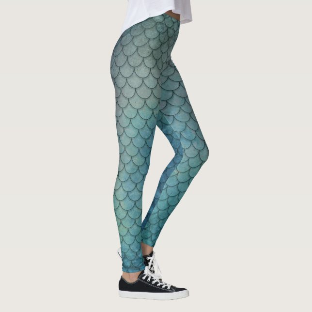 Leggings Escalas de Sirenas | Grunge Aqua Blue (Derecha)