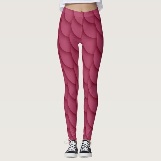 Leggings Escalas de Sirenas Rojas Modernas y Sencillas (Anverso)