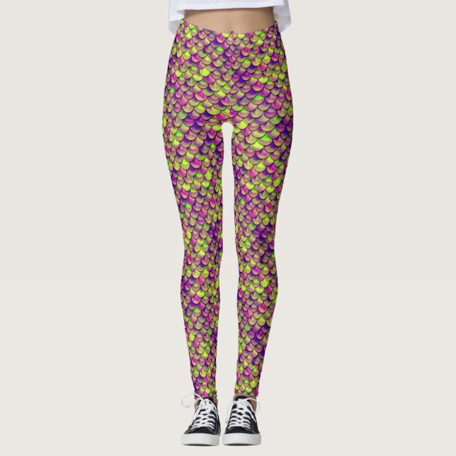 Leggings Escalas moradas y verdes (Anverso)