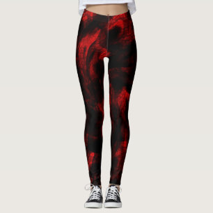 Leggings Escalas rojas sangre del dragón en negro