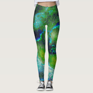 Leggings Escaliza abstracta en los verdes y azules de cal