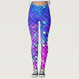 Leggings Escama de cola de sirena colorida de color púrpura