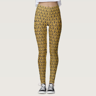 Leggings Escamas de dragón Art Deco - Escamas azules y dora