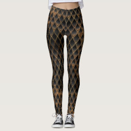 Leggings Escamas de Dragón con Brillo Negro y Dorado