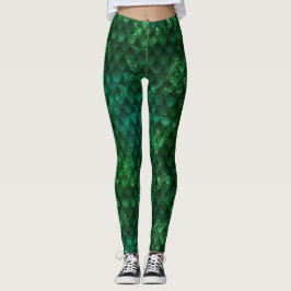 Leggings Escamas de dragón con ombre verde oscuro y destell