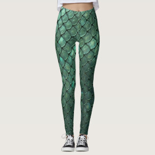 Leggings Escamas de dragón con patrón de brillo esmeralda