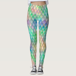 Leggings Escamas de Dragón de Arcoíris Pastel Brillante y P