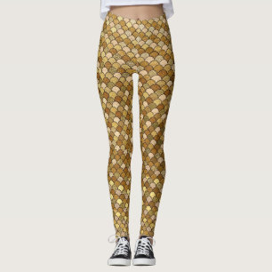 Leggings Escamas de pez sirena de purpurina dorada