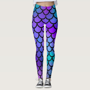 Leggings Escamas de Sirena Azul Rosa Morado Verde Azul Pez