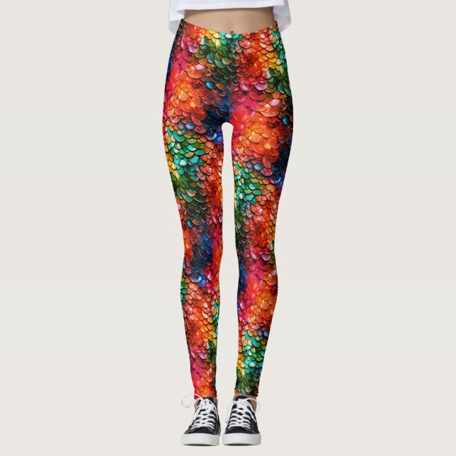 Leggings Escamas de Sirena de Fantasía Arcoíris (Anverso)