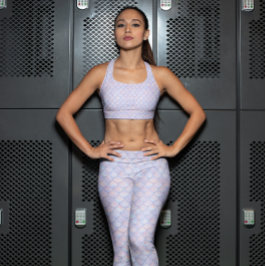 Leggings Escamas de sirena de purpurina falsa azul rosa bru