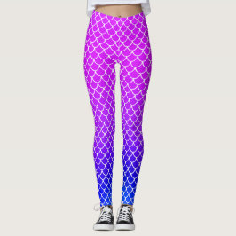 Leggings Escamas de sirena gradiente rosa caliente púrpura 