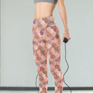 Leggings Escamas de Sirena Rosa Dorado Glitter Glam