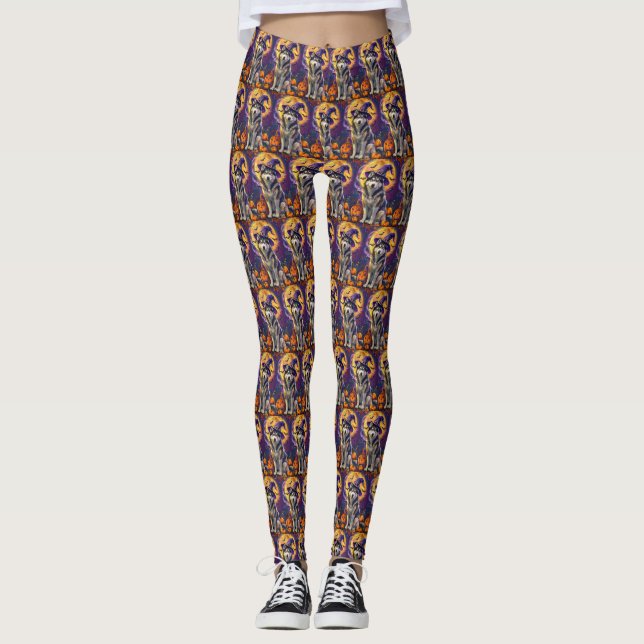 Leggings Escandaloso Husky Perro Halloween Calabaza de Bruj (Anverso)