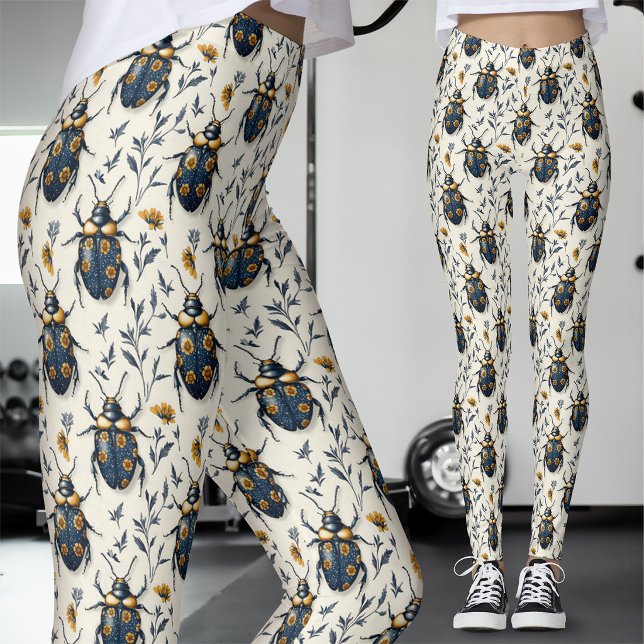 Leggings Escarabajo Azul Botánico de Oro Blanco (Subido por el creador)