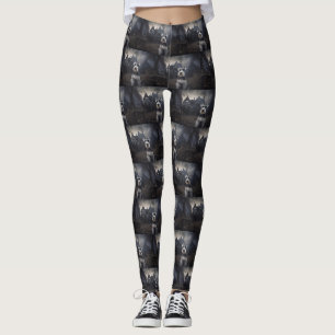 Leggings Escarnio de Schnauzer Halloween en miniatura