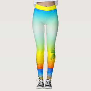 Leggings Escena abstracta del cielo tropical del Caribe