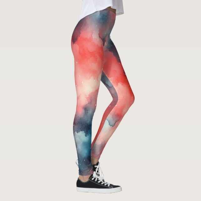 Leggings Escena cósmica acuarela abstracta (Derecha)