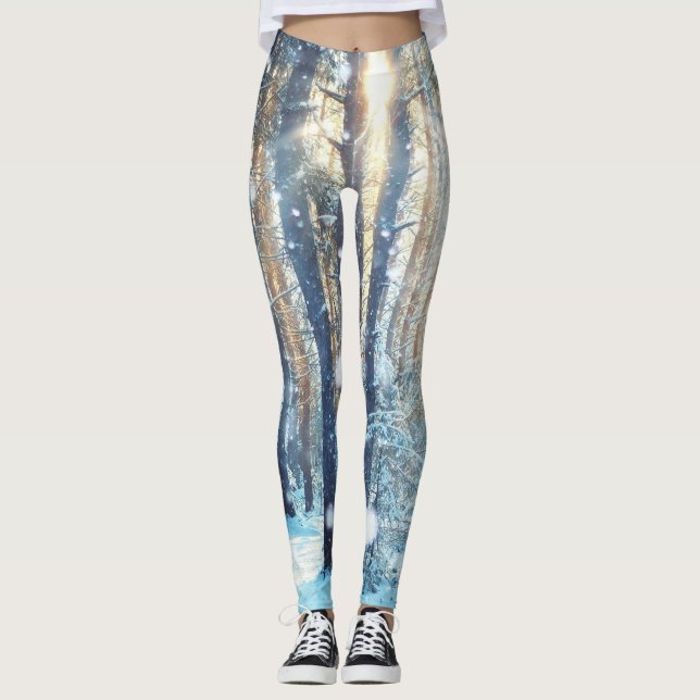 Leggings Escena De Invierno De Snowy Forest Frosty (Anverso)