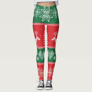 Leggings Escena de invierno: patrón ininterrumpido vintage